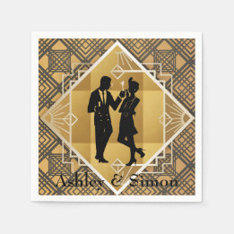 Serviette En Papier Art Déco des années 1920. Flapper.