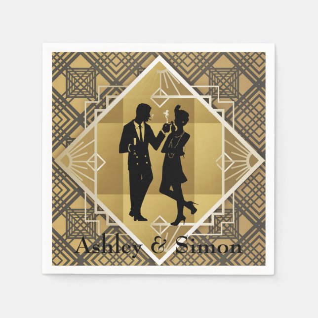 Serviette En Papier Art Déco des années 1920. Flapper. (Devant)