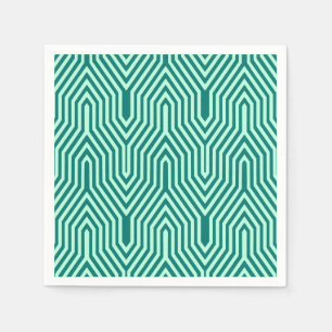 Serviette En Papier Art Déco Géométrique - turquoise et aqua
