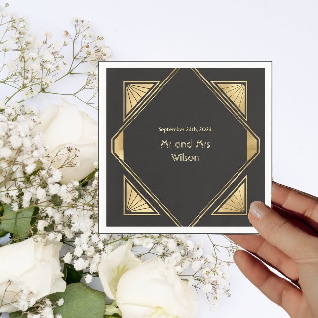 Serviette En Papier Art Déco Glam Vintage Dîner De Mariage Cocktail (Créateur téléchargé)