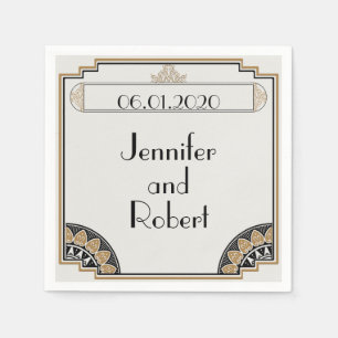 Serviette En Papier Art Déco Gold Posh Mariage Napkin