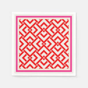 Serviette En Papier Art déco, imprimé rouge aux couleurs vives