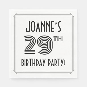 Serviette En Papier Art Déco Inspiré 29ème Anniversaire Fête, Nom pers