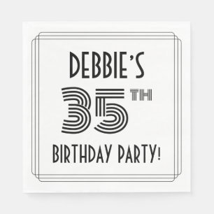 Serviette En Papier Art Déco Inspiré 35ème anniversaire fête, Nom pers