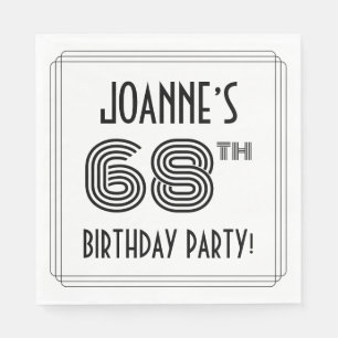 Serviette En Papier Art Déco Inspiré 68ème Anniversaire Fête, Nom pers