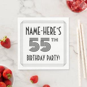 Serviette En Papier Art Déco Inspirée 55ème anniversaire fête, Nom per