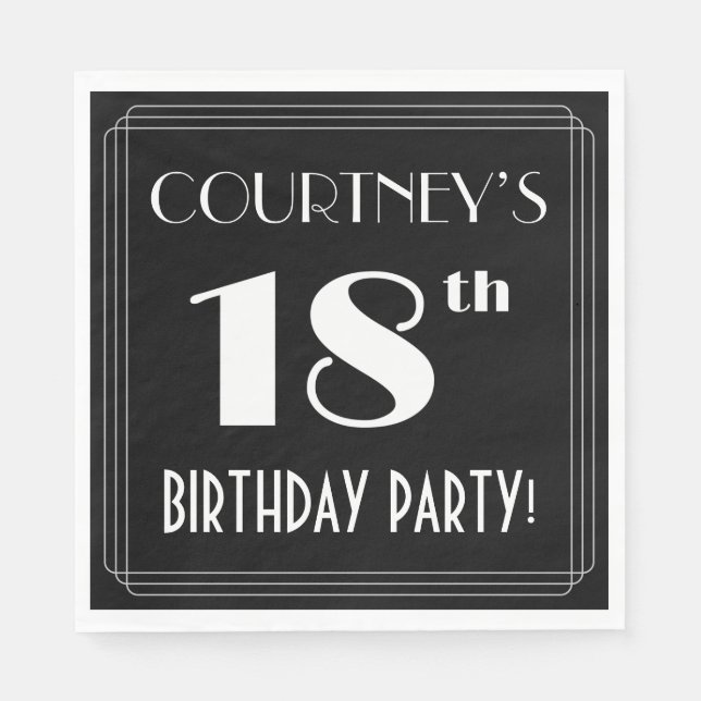 Serviette En Papier Art Deco Look 18e Birthday Party With Custom (Devant)