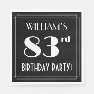 Serviette En Papier Art Déco Look 83e fête d'anniversaire avec nom per