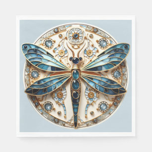 Serviette En Papier Art Déco Verre Stylisé Saphirs Libellule  