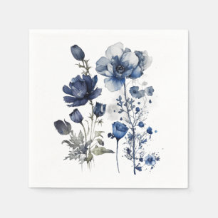 Serviette En Papier Art Delft bleu et blanc avec fleur sauvage
