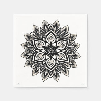 Serviette En Papier art du motif floral mandala