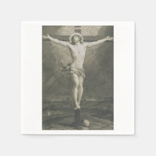 Serviette En Papier Art minimaliste de la Crucifixion Monomatique