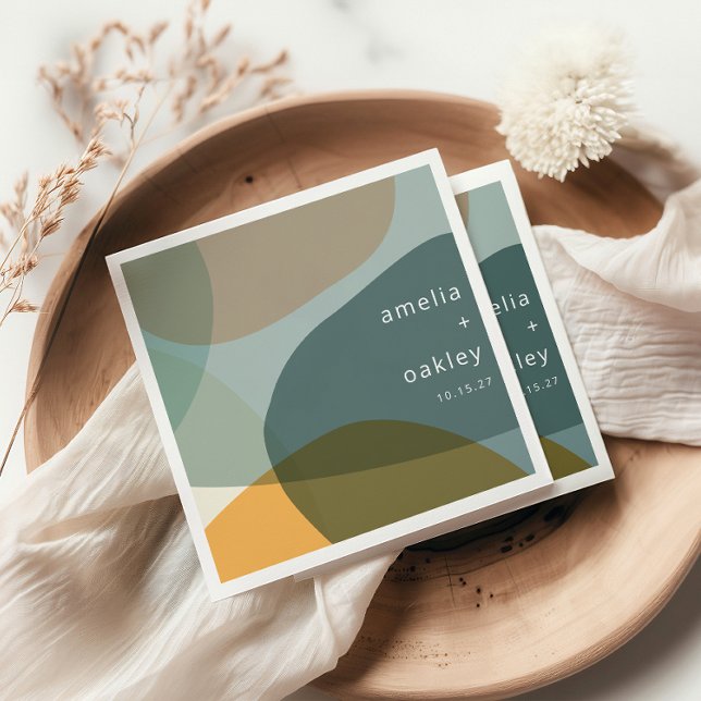 Serviette En Papier Art moderne Abstrait Vert Sage Turquoise Personnal (Créateur téléchargé)