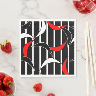 Serviette En Papier Art moderne noir, blanc, rouge
