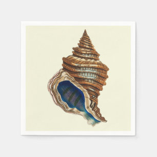 Serviette En Papier Art nautique vintage George Shaw Coquille conch bl
