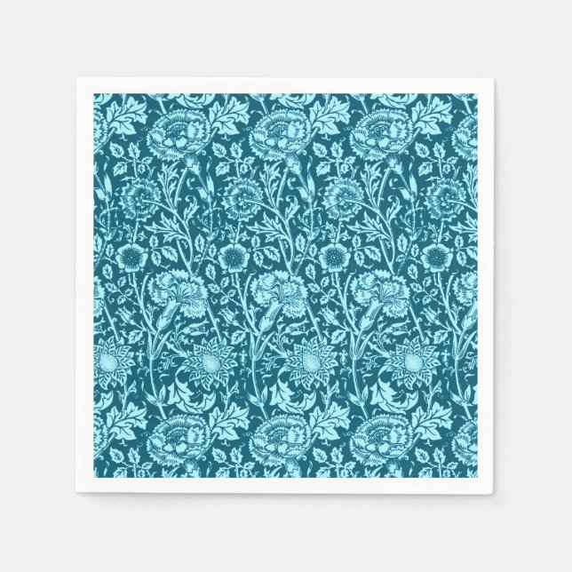 Serviette En Papier Art nouveau Carnation Damask, Indigo et Sky Blue (Devant)