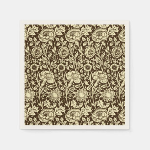 Serviette En Papier Art Nouveau Damassé Œillet, Marron et Crème