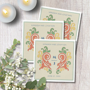 Serviette En Papier Art Nouveau Monogramme Mariage Napkin