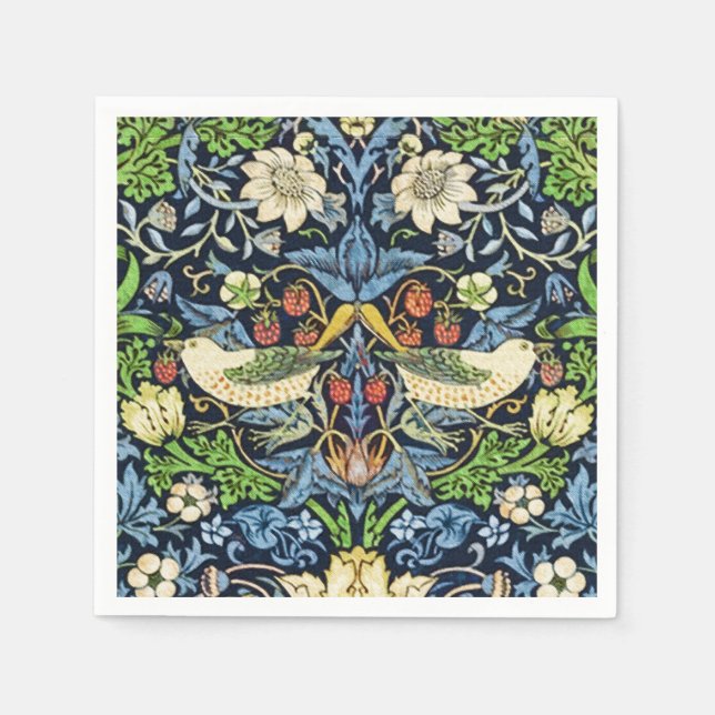 Serviette En Papier Art Nouveau Motif de tapisserie d'oiseaux et de fl (Devant)