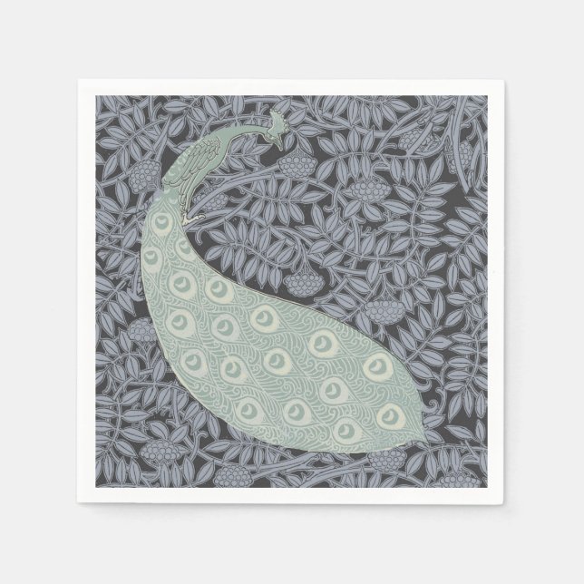 Serviette En Papier Art Nouveau Peacock Classic Vintage Bird (Devant)