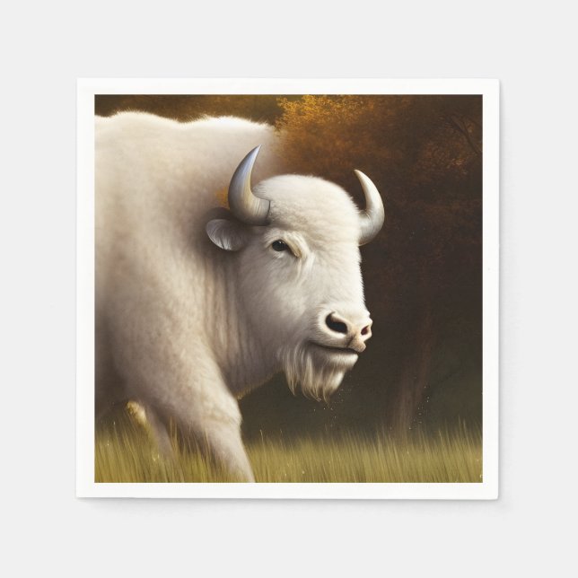 Serviette En Papier Art numérique de buffle blanc mystique (Devant)