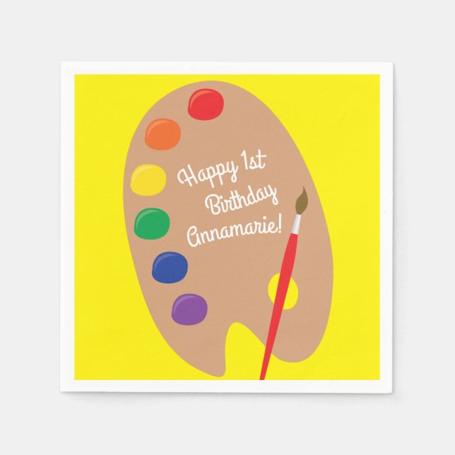 Serviette En Papier Art Paint Palette Cute 1ère fête d'anniversaire (Devant)