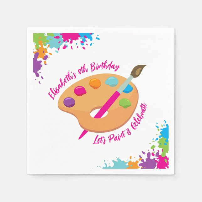 Serviette En Papier Art Party Craft Painting Girly Birthday Party (Devant)