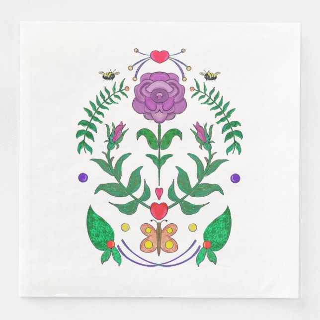 Serviette En Papier Art populaire Napkin (Devant)