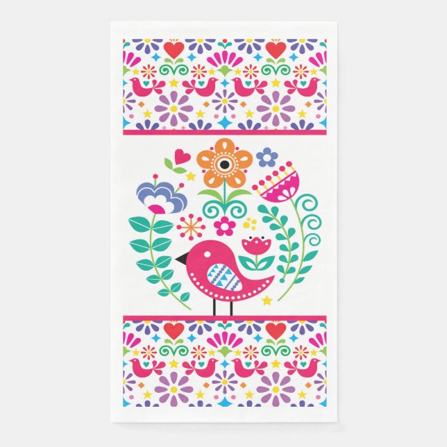 Serviette En Papier Art populaire scandinave (Devant)