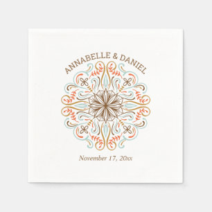 Serviette En Papier Art populaire scandinave Automne couleurs Mariage