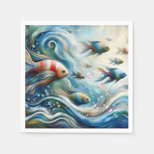 Serviette En Papier Art sous-marin du poisson et du corail en acryliqu