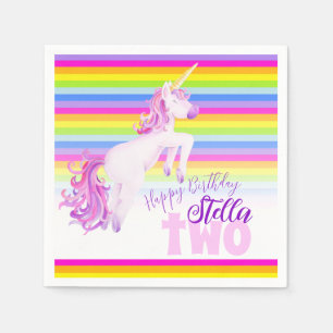 Serviette En Papier Art Unicorne arc-en-ciel 2e anniversaire serviette