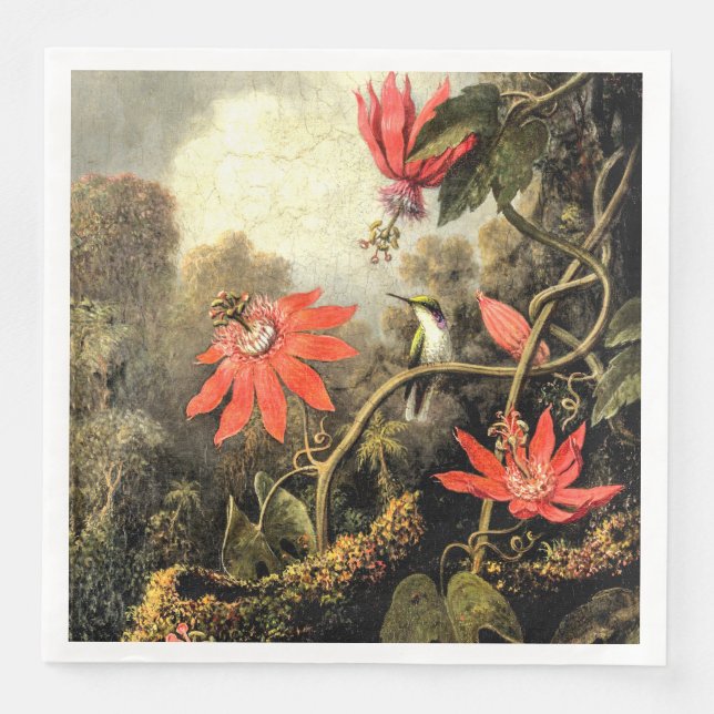 Serviette En Papier Art vintage du colibri et des passiflores (Devant)
