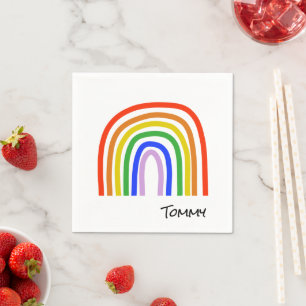 Serviette En Papier Artisan Arc-en-ciel NOM Anniversaire coloré