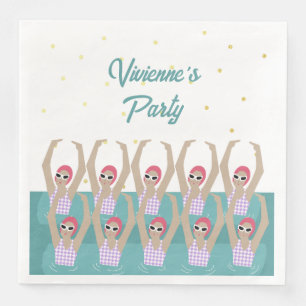 Serviette En Papier Artiste moderne nageurs nage fête d'anniversaire