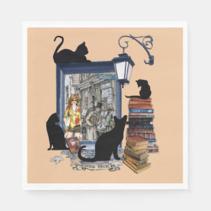 Serviette En Papier Artiste néerlandais vintage et chats noirs