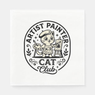Serviette En Papier Artiste Peintre Chat Chat Drôle Graphique - Artist