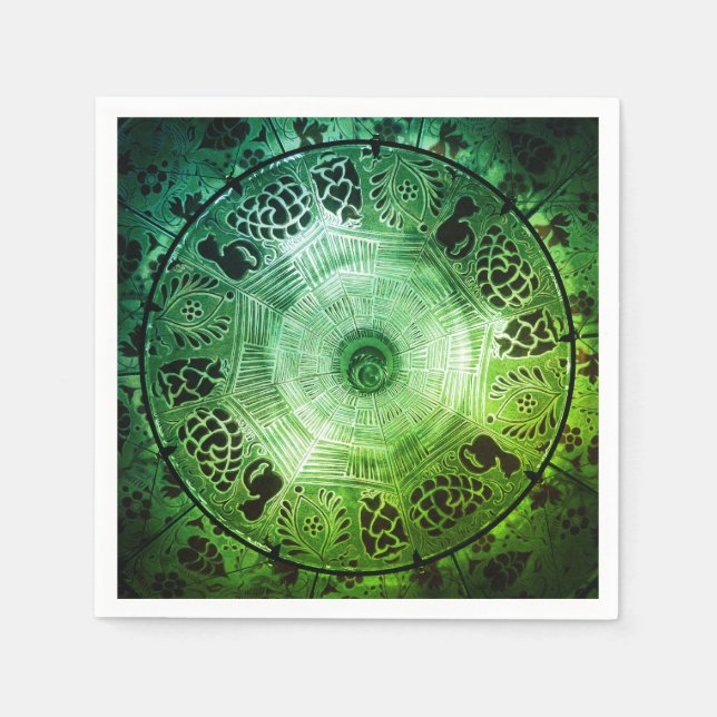 Serviette en papier artistique vert élégant Circle (Devant)