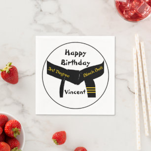 Serviette En Papier Arts martiaux 3e degré Ceinture noire Anniversaire