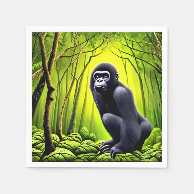 Serviette En Papier Artsy Abstrait Jungle Gorilla (Devant)