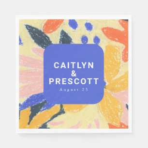 Serviette En Papier Artsy bleu moderne Mariage botanique Abstrait