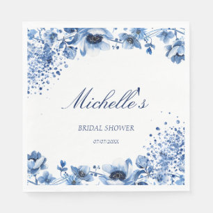 Serviette En Papier Asiatique Chinoiserie Bleu clair Floral Bridgerton