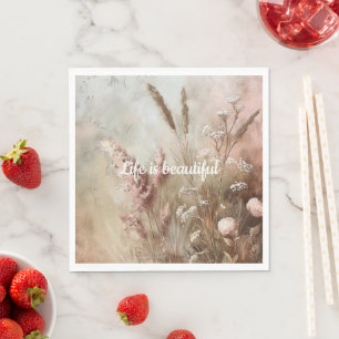 Serviette En Papier Assez Chic Beige Blush Boho Floral 