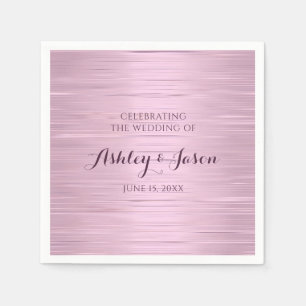 Serviette En Papier Assiette en papier métallisé rose pour mariage
