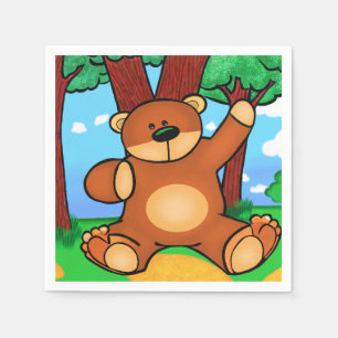 Serviette En Papier Assiettes En Carton Ours dans la prairie - Bear in