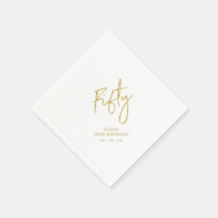 Serviette En Papier Assiettes en papier avec lettrage doré Fifty pour