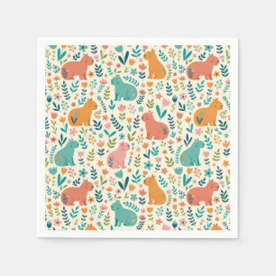 Serviette En Papier Assiettes en papier capybara à motif floral dessin