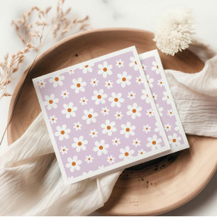 Serviette En Papier Assiettes en papier violet Groovy Retro Daisy