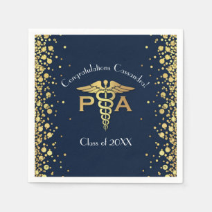 Serviette En Papier Assistant de médecin PA Promotion Bleu marine Or