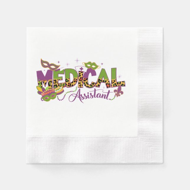 Serviette En Papier Assistant Médicale - Mardi Gras (Devant)